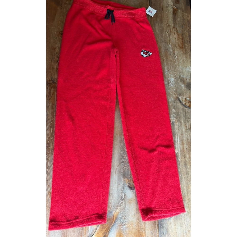 NFL KANSAS CITY CHIEFS Full Length Wide Jersey SWEATPANTS NWT RED Size M